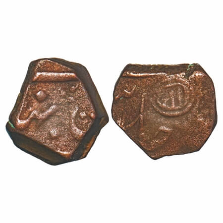 Bhaunagar, Copper Dokdo, 5.82g, Mughal Issue (1759-1760 AD), INO Shah Jahan III, Bhaunagar