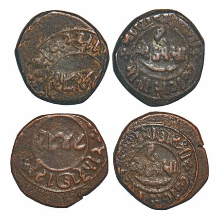 Chhota Udaipur, Copper Paisa (2 Coins), 7.01g, Motisinghji (1881-1905 AD), Obv: Date, Rev: