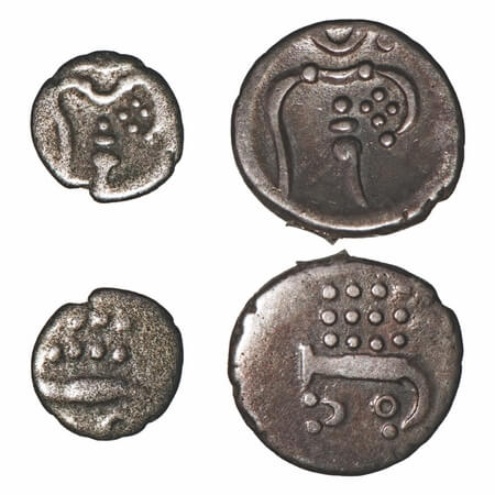 Cochin, Silver, Puttun & 2 Puttuns (2 Coins), 0.27 & 1.04g, British Protectorate Issues, O