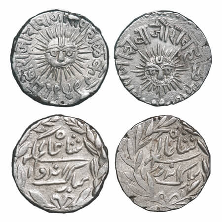 Indore, Silver Rupees (2 Coins), 11.15 & 11.20g, Shivaji Rao (VS 1943-1960 / FE 1296-1313)