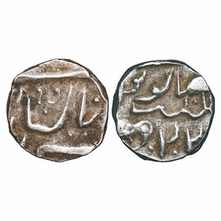 Jaisalmir, Silver 1/4 Rupee, 2.51g, Ranjit Singh (1846-1864 AD), Akhey Shahi, 22 RY Frozen