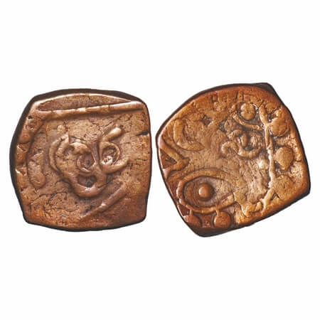Jhabua, Copper Square Paisa, 10.25g, Gopal Singh (VS1897-1952 / 1840-1895 AD, British Prot