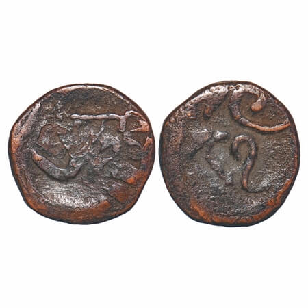Jhabua, Copper Square Paisa, 7.28g, Gopal Singh (VS1897-1952 / 1840-1895 AD, British Prote