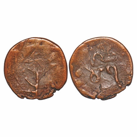Jhabua, Copper Square Paisa, 6.51g, Gopal Singh (VS1897-1952 / 1840-1895 AD, British Prote