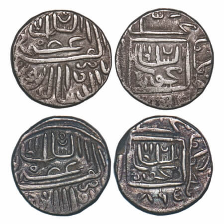 Gujarat Sultanate, Silver Half Tanka, 5.60g (48 rati standard) (2 Coins) , Nasir-Al-Din Ma