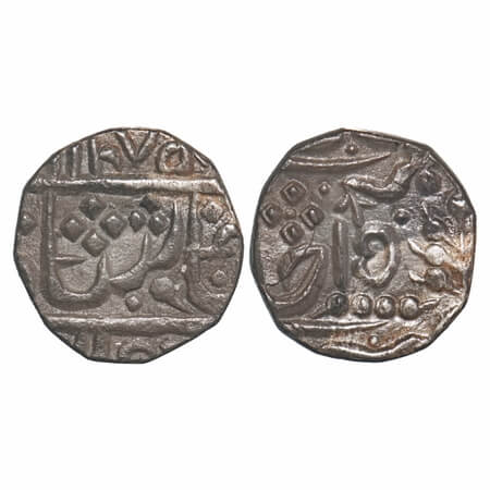 Karauli, Silver ½ Rupee, 5.65g, Madan Pal (AH 1270-1221/ 1759-1806 AD), INO Bahadur Shah I