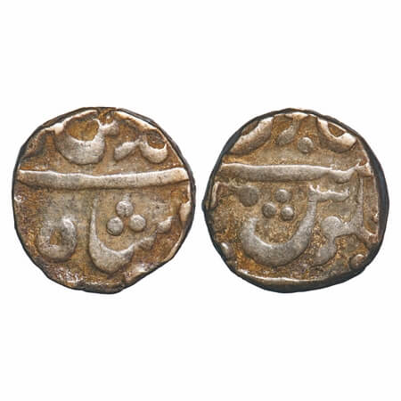 Kolhapur, Silver Rupee, 11.34g, Azamnagar Mint, INO Muhammad Shah, ND type, KM C16 type. V