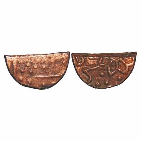 Lunawada, Copper square 1/4 Paisa, 1.97g, Vakhat Singhji, Obv: Eight petaled flower, Rev: 