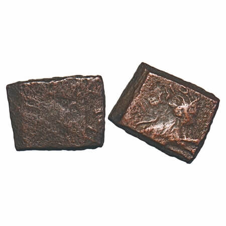 Lunawada, Copper Square ½ Paisa, 4.36g, Vakhat Singhji (VS 1924-1986/ 1867-1929AD), Lion t