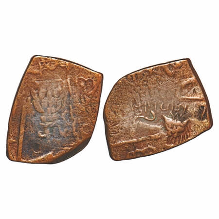 Lunawada, Copper Square Paisa, 7.30g, Vakhat Singhji (VS 1924-1986/ 1867-1929AD), VS 1(949