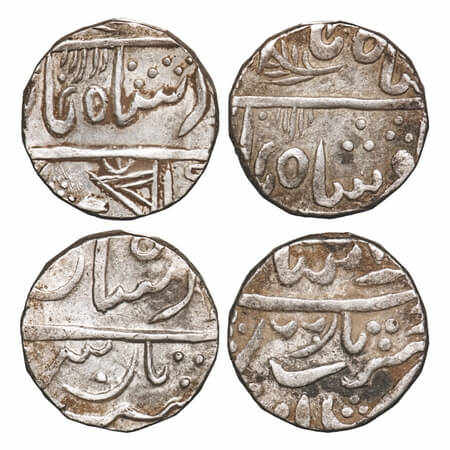 Mewar, Silver Rupees (2 Coins), 10.95g, British Protectorate Issues, Chitor Mint, INO Alam
