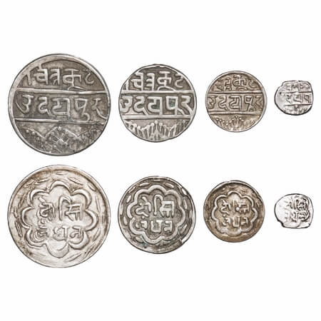 Mewar, Swarupshahi, Silver (4 coins), Rupee, ½, 1/4, & 1/16, Fatteh Singh (VS 1941-1987/ 1