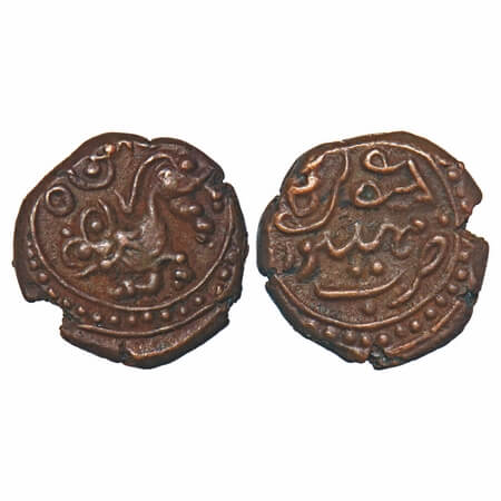 Mysore, Copper 6 1/4 Cash, 2.84g, Dewan Purnaiya (AH 1214-1285 / 1799-1810 AD), mythical t