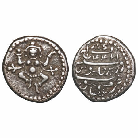 Mysore, Silver Pavali, 2.86g, Krishnaraja Wodeyar, AH 1244 (retrograde date), INO Shah Ala