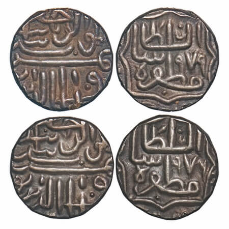 Gujarat Sultanate, Silver ½ Tanka, (2 Coins), 4.80g (80 rati), Shams al-din Muzaffar III (