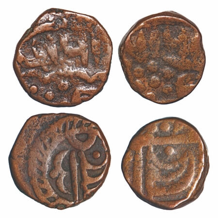 Sailana, Copper ½ Paisa (2 Coins), Dule Singh (VS 1907-1952/1850-1895 AD), Penant points u