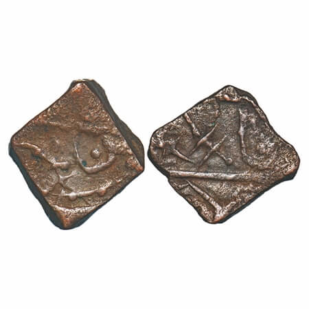 Sunth, Copper Paisa, 8.98g, Parmar Rulers, Rampur Mint, Obv: Sword, Rev: dagger. Sameer Pa