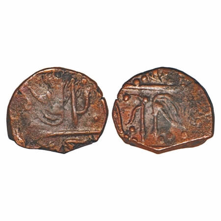 Sunth, Copper Paisa, 7.95g, Parmar Rulers, Rampur Mint, Obv: Fly whisk (chamar) to left an