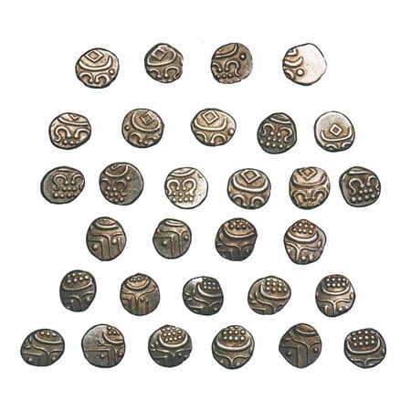 Travancore, Silver Chukram, 0.38g, (15 Coins), Rani Gouri Lakshmi Bayi (ME 986-990 / 1810-