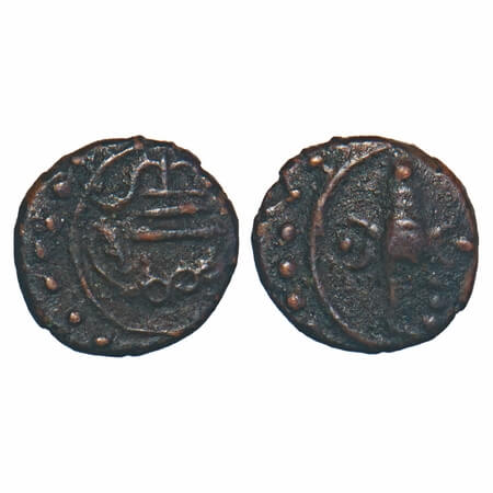 Travancore, Copper Cash, 0.53g, Swati Tirunal Rama Varma (ME 1004-1022/ 1829-1846 AD), Obv