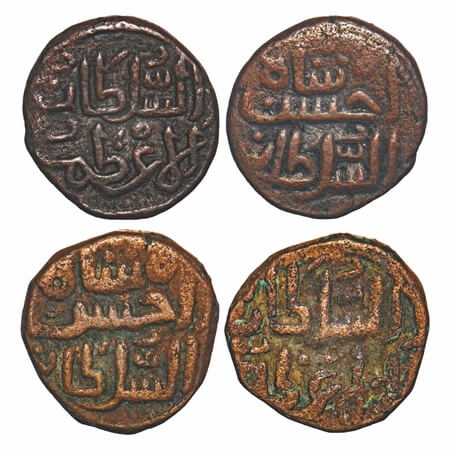 Madurai Sultanate, Copper Paisa, 4.38 & 4.10g (2 Coins), Jalal al Din Ahsan Shah (AH 734-7