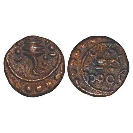 Travancore, Copper Cash, 0.53g, Swati Tirunal Rama Varma (ME 1004-1022/ 1829-1846 AD), Obv