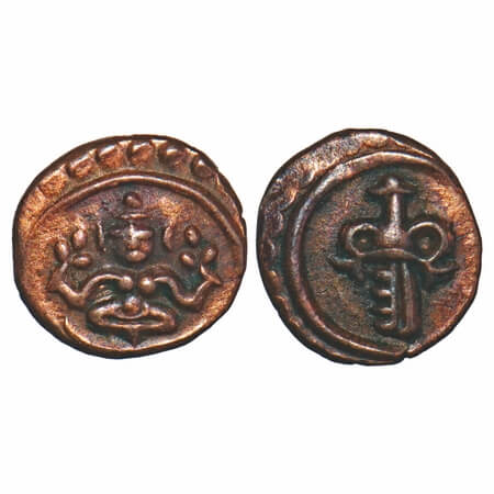 Travancore, Copper Cash, 0.63g, Swati Tirunal Rama Varma (ME 1004-1022/ 1829-1846 AD), Obv