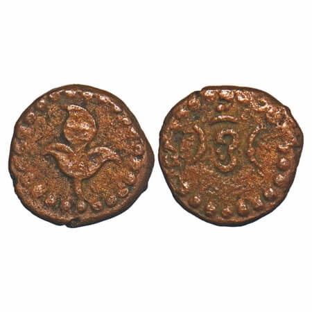 Travancore, Copper Cash, 0.65g, Swati Tirunal Rama Varma (ME 1004-1022/ 1829-1846 AD), Obv