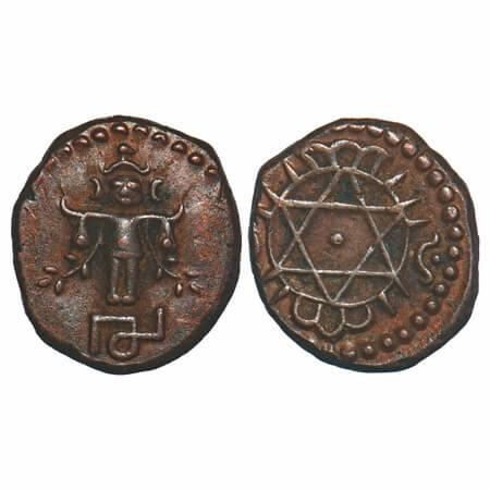 Travancore, Copper 4 Cash, 2.54g, Uthram Thirunal Marthanda Varma (ME 1022-1036/ 1847-1860