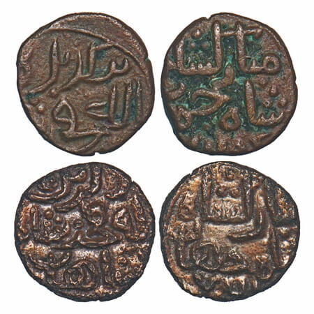 Madurai Sultanate, Copper ½ Paisa (2 Coins), 1.65g, Fakhr al Din Mubarak Shah (AH 760-770/