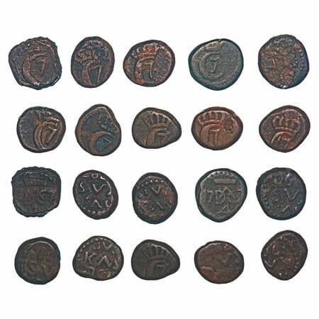 Indo Danish, Copper 4 Kas, (10 Coins lot), Christian VII (1766-1808 AD), Obv: Crowned C7 m