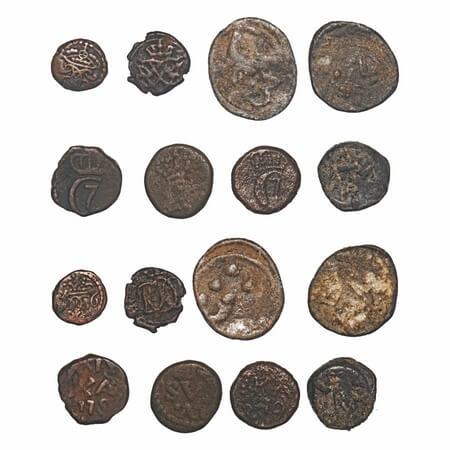 Indo Danish, Lead & Copper (8 Coins lot) Christian IV, Christian VII, different types. Fin