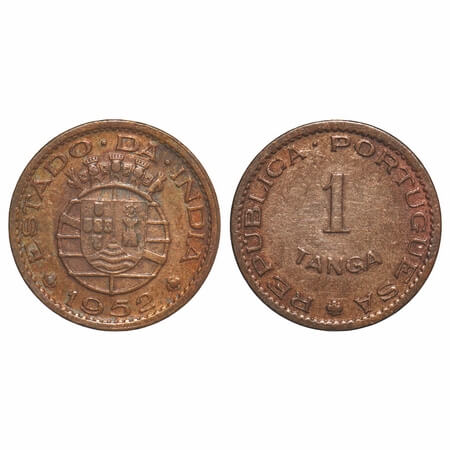 Indo Portuguese, Bronze 1 Tangas, 3.94g, Republic (1910-1961 AD), 1952. A.Gomes (page 605)