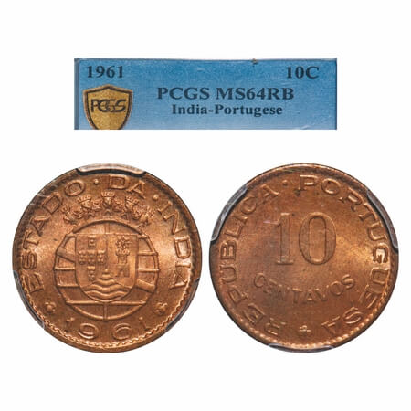 Indo Pourtuguese, Bronze, 10 Centavos, Republic, 1961 AD. A.Gomes (page 606) 13.03 / KM 30