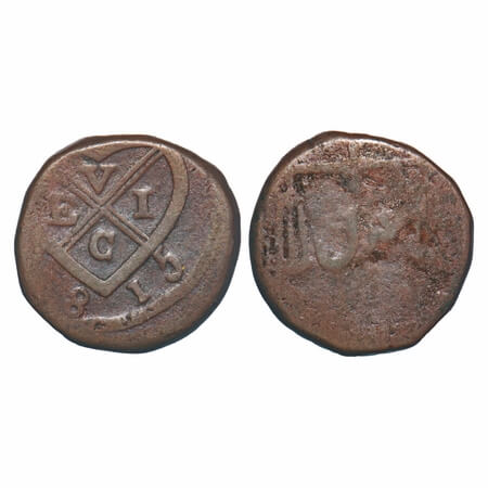 Bombay Presidency, Copper Pice, 10.38g, (1802-1829 AD issue). (1)815 AD, Obv: Bale mark, R