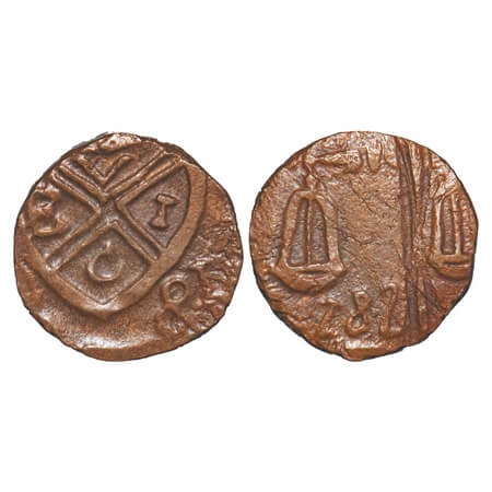 Bombay Presidency, Copper Pice, 5.55g, (Rahimatpur Mint-1828 AD issue), retrograde date on
