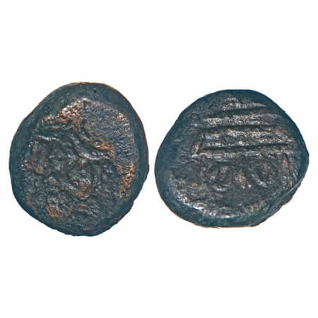 Madras Presidency, Copper 3 Great Cash, 1.51g, (1678-1680 AD), Obv: Bale mark E I C, Rev: 