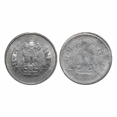 1 Rupee, (1992-2004), 4.96g, FSS, Obverse Brockage/Lakhi. About Uncirculated, Rare.