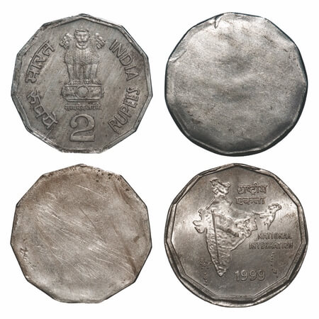 2 Rupees (2 coins), 1999, Cu-Ni, Calcutta Mint. Obverse & Reverse Uniface. Uncirculated. R