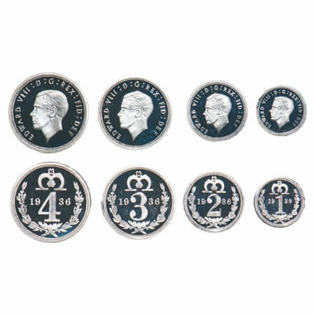 Great Britain, Silver (0.999 Silver), Prooflike Maundy set (4 coins), 1, 2, 3, 4 Penny, 19