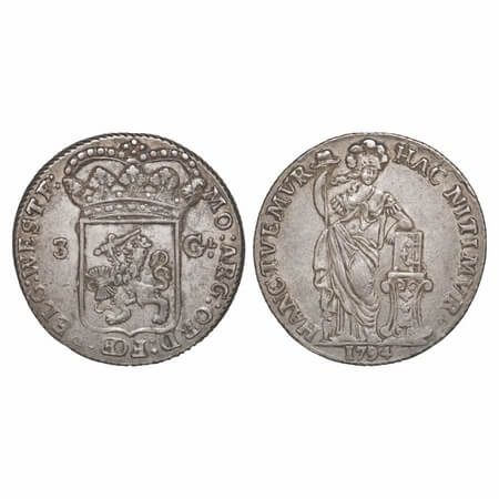 Netherland - West Friesland, Silver 3 Gulden/60 Stuiver, 31.20g, (0.920 silver), 1794. KM 