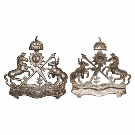 Indore State, Silver, 8.60g, Coat of Arms, depicting Bull, Horse, Sun, Umbrella, sword, sp