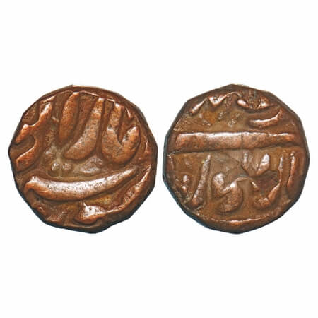Akbar, Copper ½ Dam, 10.32g, Balapur Mint, both side balapur. KM unlisted. Very Fine, Scar