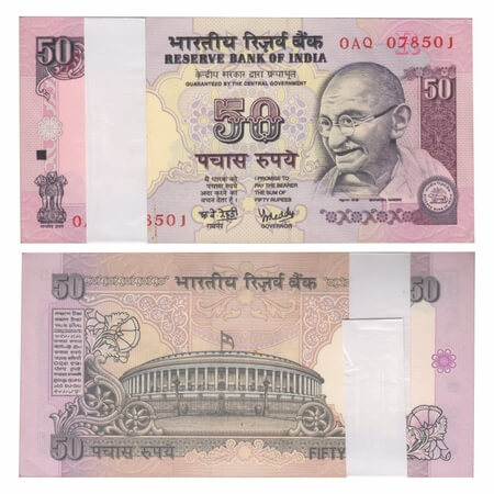 Republic of India, 50 Rupees (Pack of 100 notes/Bundle), (1985 issue), no year type, Signe