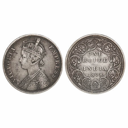 Victoria Empress, Silver, Rupee, 1878, Bombay Mint, A3/II(i), No dot. F. Prid. Unlisted. G