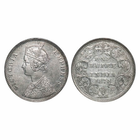 Victoria Empress, Silver, Rupee, 1878, Bombay Mint, A3/II(ii), Dot. F. Prid. Unlisted. GK 