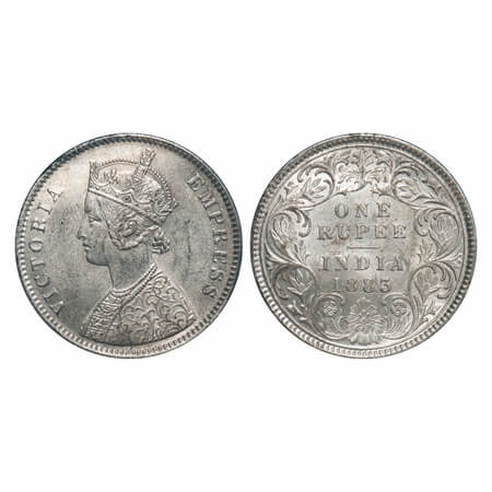 Victoria Empress, Silver, Rupee, 1883, Calcutta Mint, A1/I, 'C' incused. F. Prid 122. GK 4