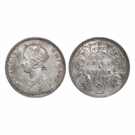 Victoria Empress, Silver, Rupee, 1885, Bombay Mint, A3/II(i), 'B' raised at Bottom flower.