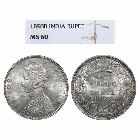 Victoria Empress, Silver, Rupee, 1898, Bombay Mint, C2/I(ii), 'B' incused. F. Prid 184. GK