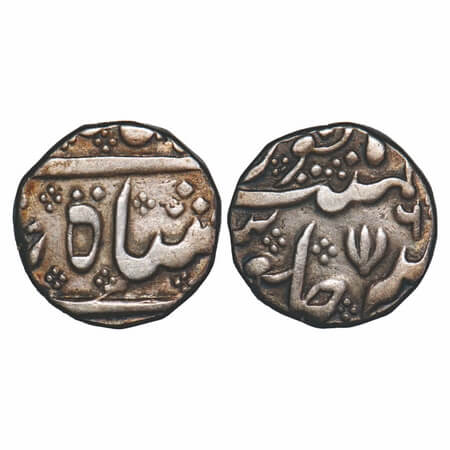 Madras Presidency, Silver Rupee, 11.40g, (1754-1759 AD Issue), lotus type, 6 RY, (Arcot) m